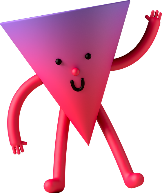 Triangular Happy 3d Character Illustration